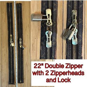 Authentic Louis Vuitton Vintage 22" Double Zipper W/Zipperhead & Lock - No Key